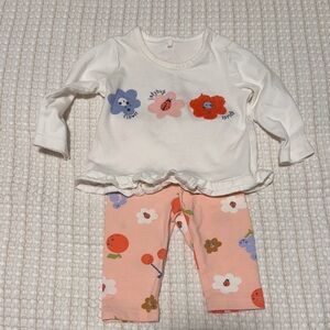 Floral Baby Outfit with Long Sleeve Top and Pants
